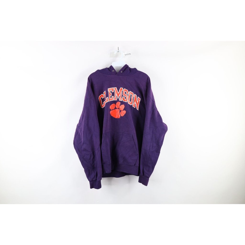 Vintage Champion Mens Xl Faded Clemson University Spell Out Hoodie Sweatshirt